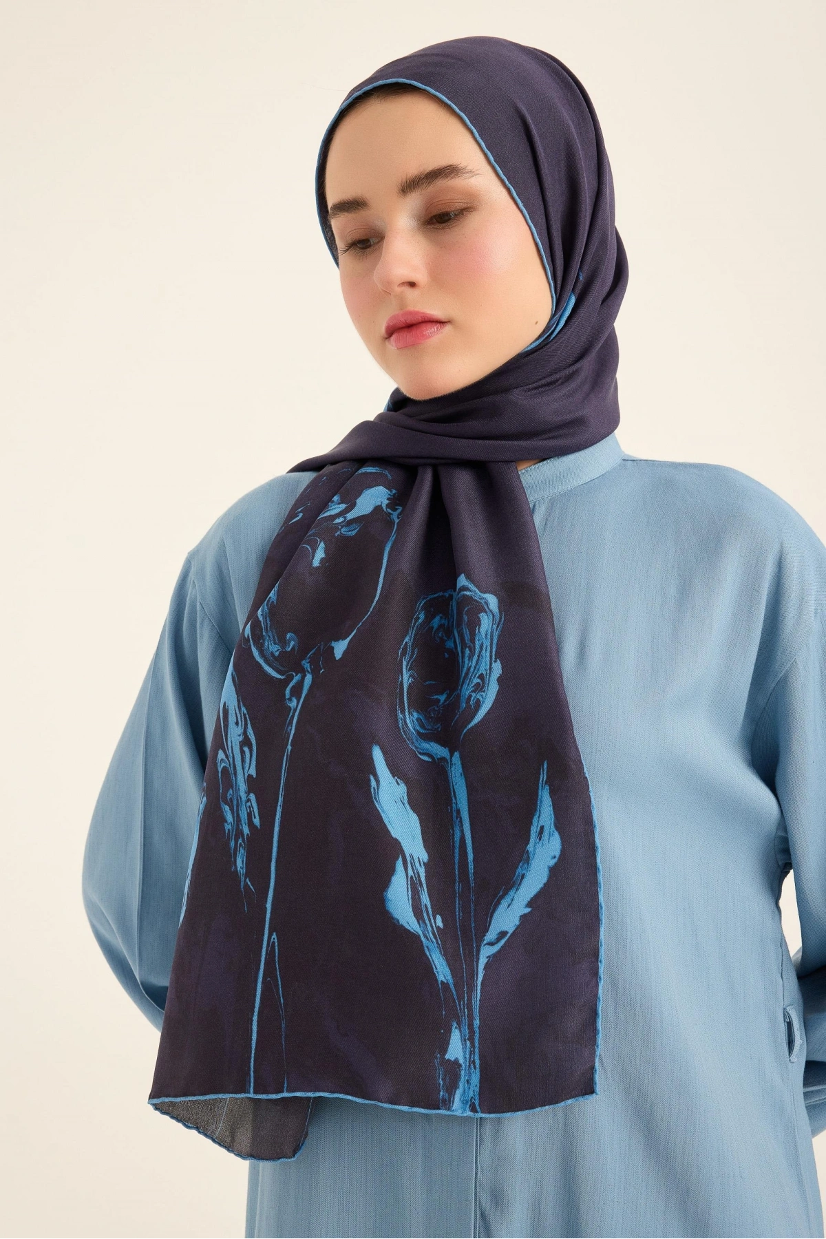 Maisa EVA PAMUK İPEK ŞAL 70*190 CM - LACİVERT