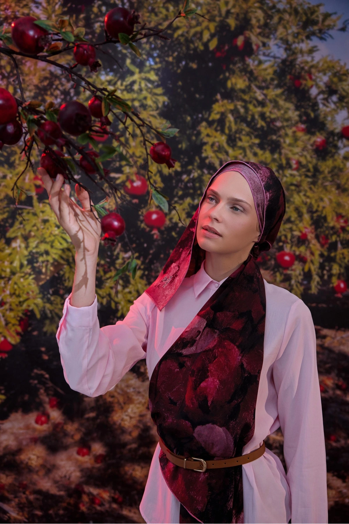 Maisa GELİNCİK KREP İPEK ŞAL 70*190 CM - MÜRDÜM