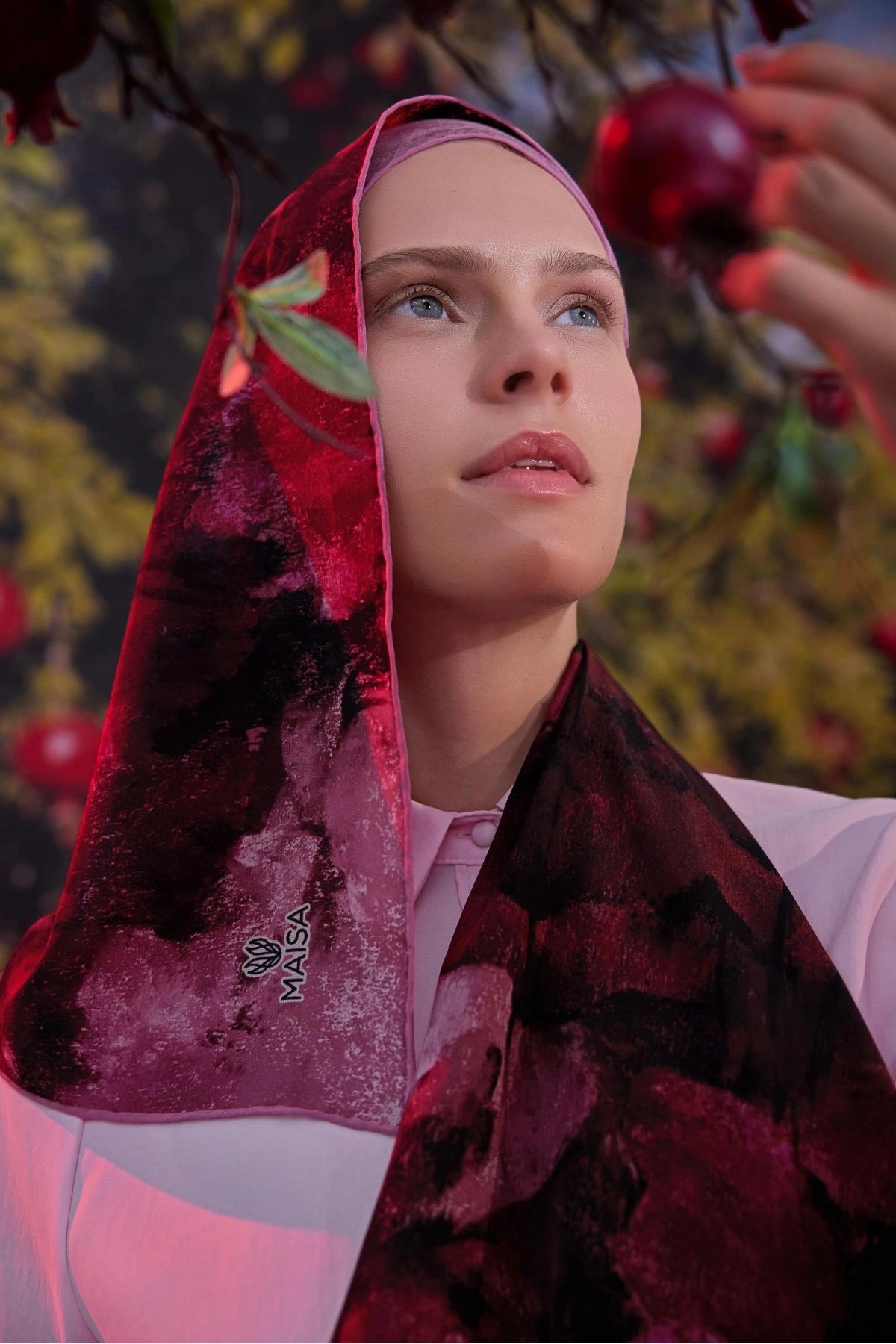 Maisa GELİNCİK KREP İPEK ŞAL 70*190 CM - MÜRDÜM