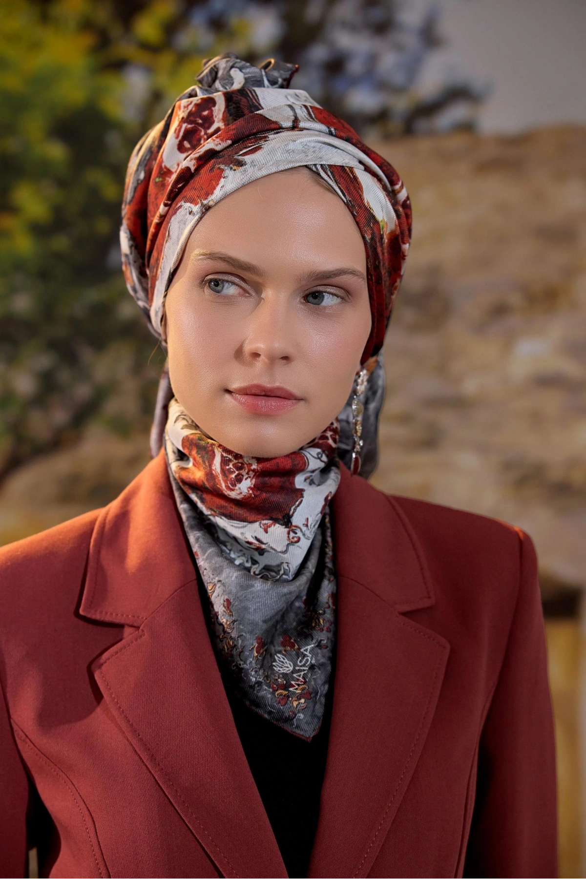 Maisa GÖKNAR MULBERRY İPEK EŞARP 90*90 CM - BORDO