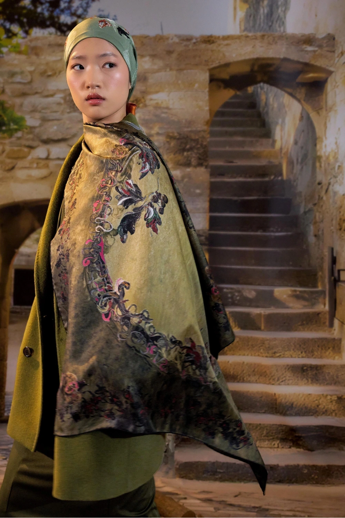 Maisa GÖKNAR MULBERRY İPEK EŞARP 90*90 CM - HAKİ