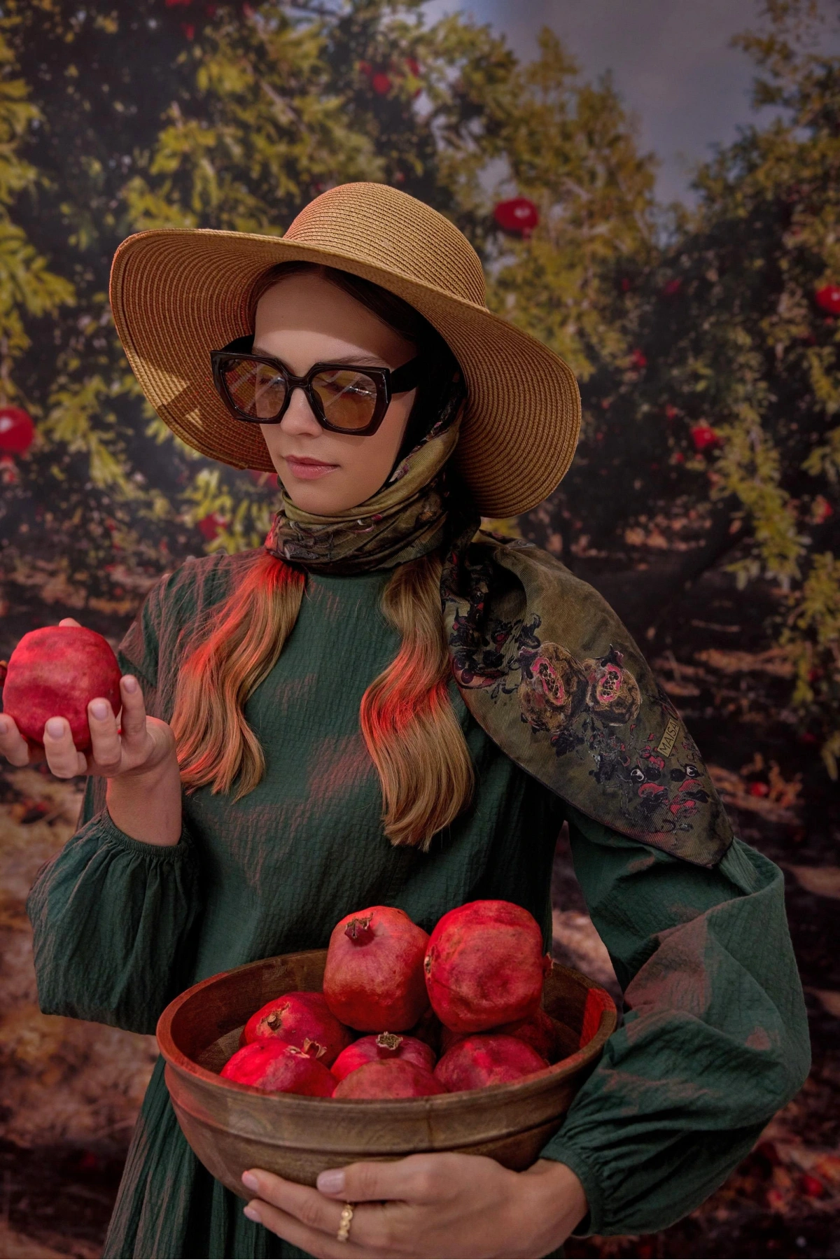 Maisa GÖKNAR MULBERRY İPEK EŞARP 90*90 CM - HAKİ