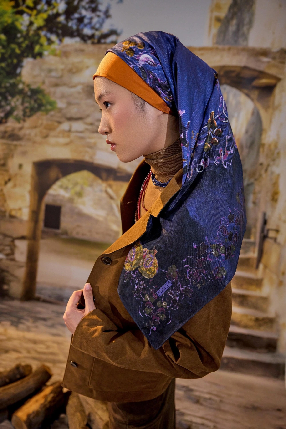 Maisa GÖKNAR MULBERRY İPEK EŞARP 90*90 CM - LACİVERT