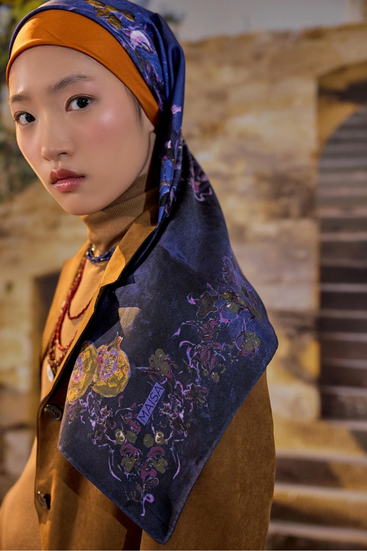 Maisa GÖKNAR MULBERRY İPEK EŞARP 90*90 CM - LACİVERT