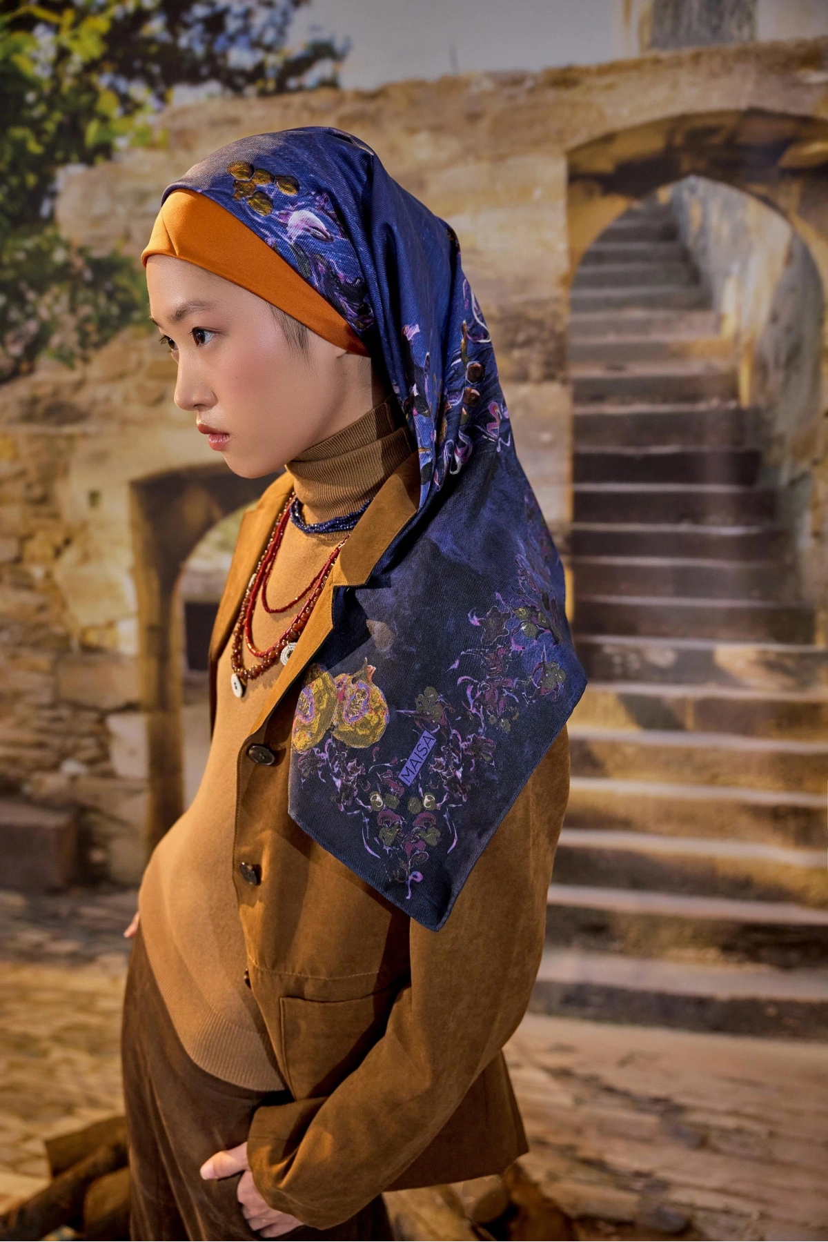 Maisa GÖKNAR MULBERRY İPEK EŞARP 90*90 CM - LACİVERT