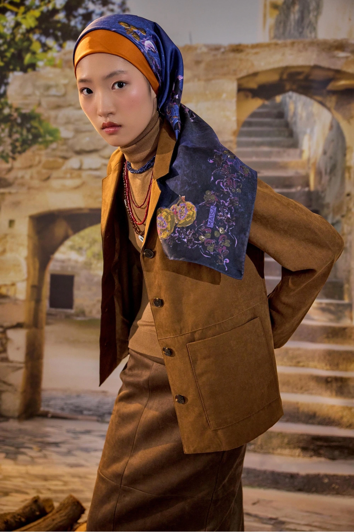 Maisa GÖKNAR MULBERRY İPEK EŞARP 90*90 CM - LACİVERT