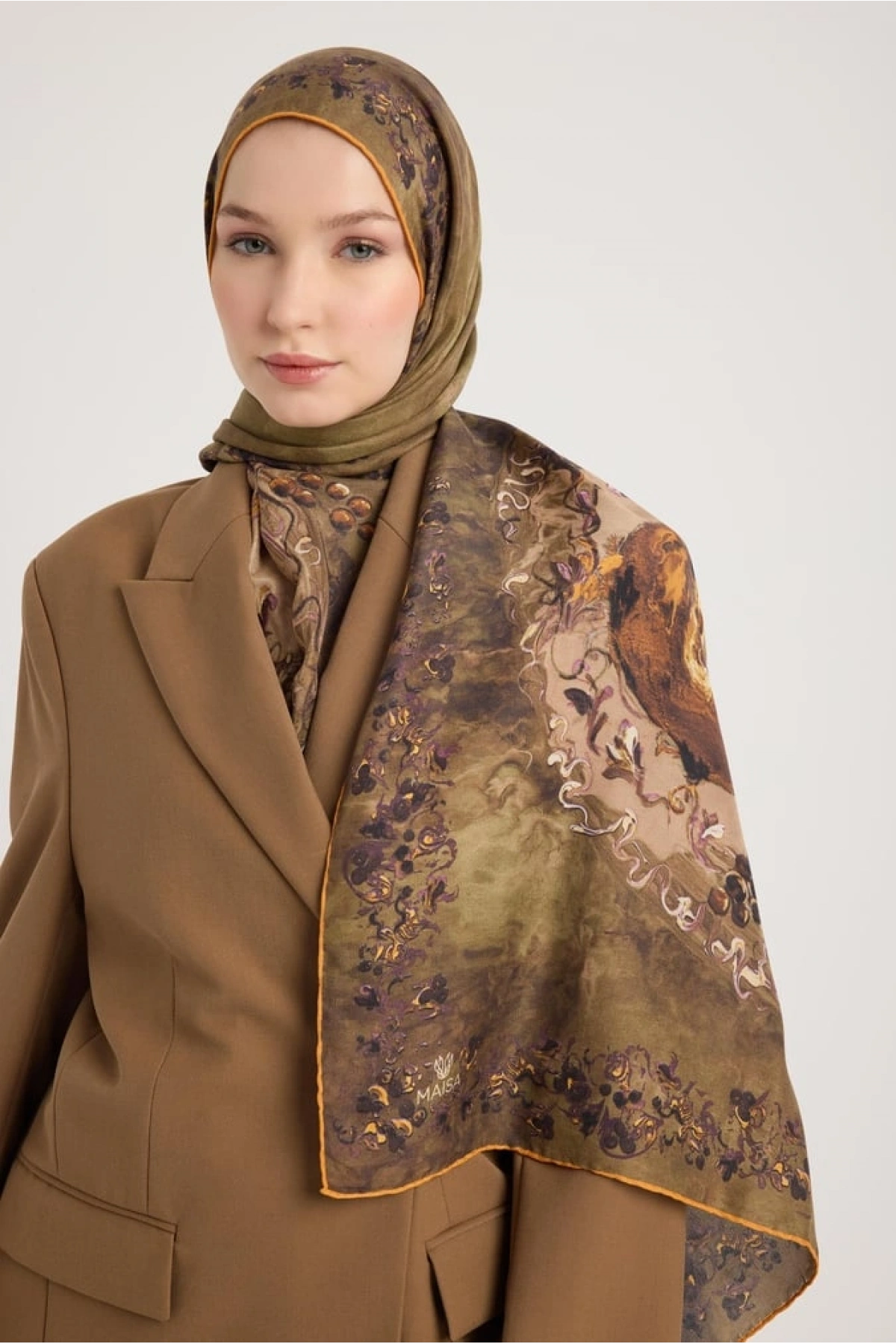 Maisa GÖKNAR PAMUK İPEK ŞAL 70*190 CM - ACI KAHVE
