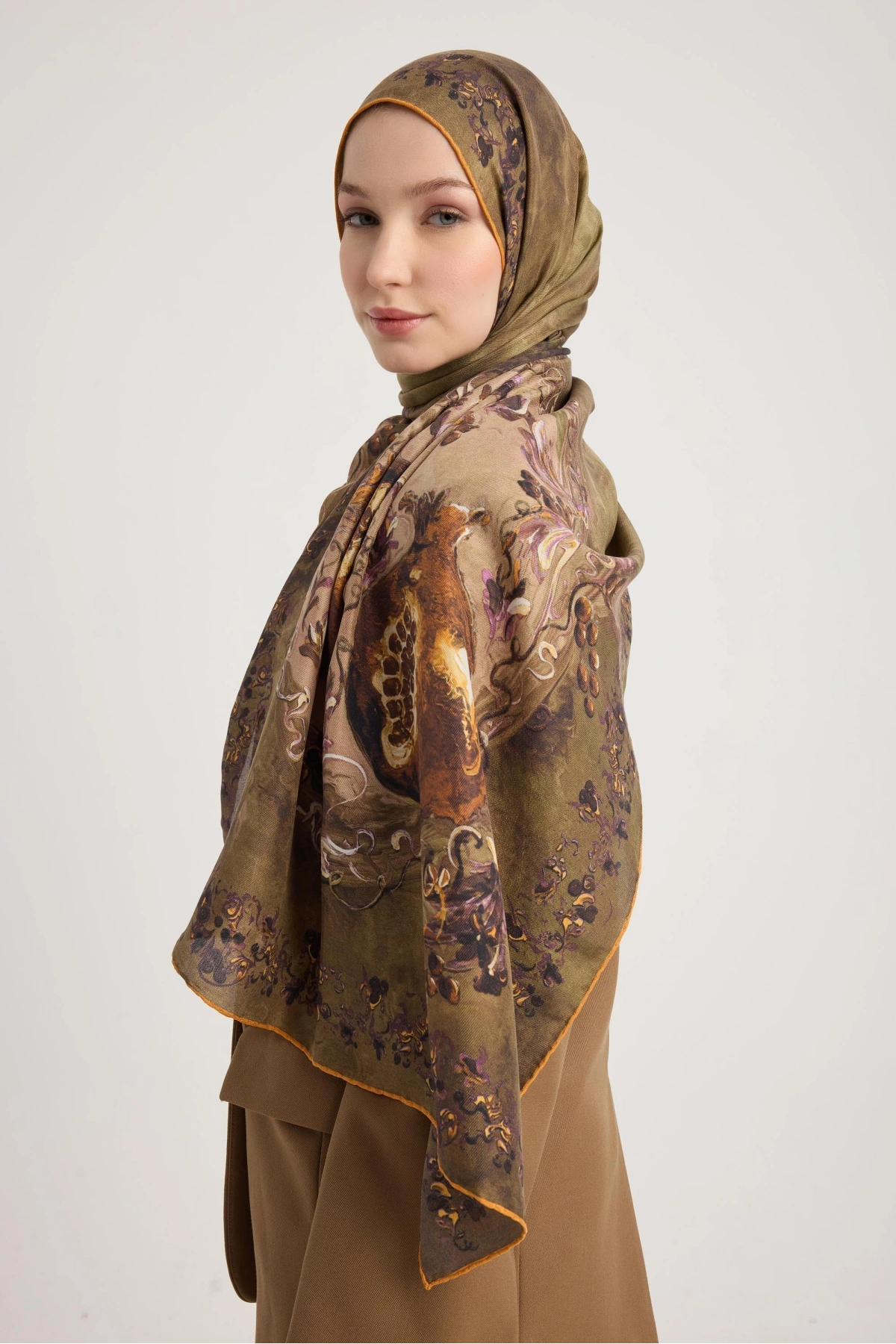 Maisa GÖKNAR PAMUK İPEK ŞAL 70*190 CM - ACI KAHVE