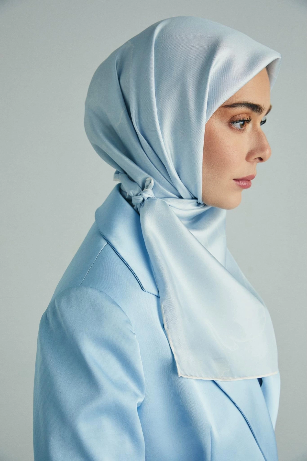 Maisa HALE TİVİL İPEK EŞARP 90*90 CM - BEBE MAVİSİ