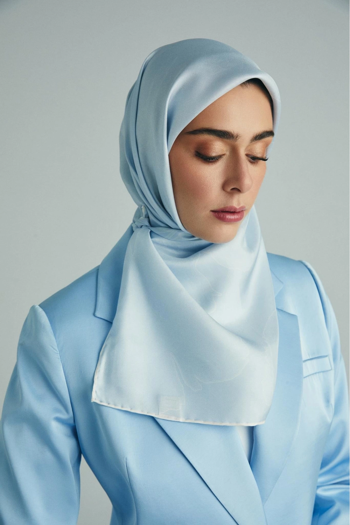 Maisa HALE TİVİL İPEK EŞARP 90*90 CM - BEBE MAVİSİ