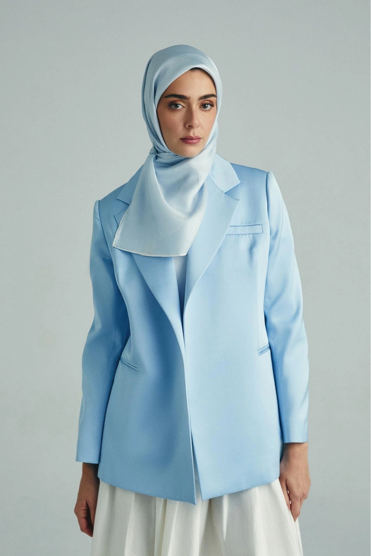 Maisa HALE TİVİL İPEK EŞARP 90*90 CM - BEBE MAVİSİ
