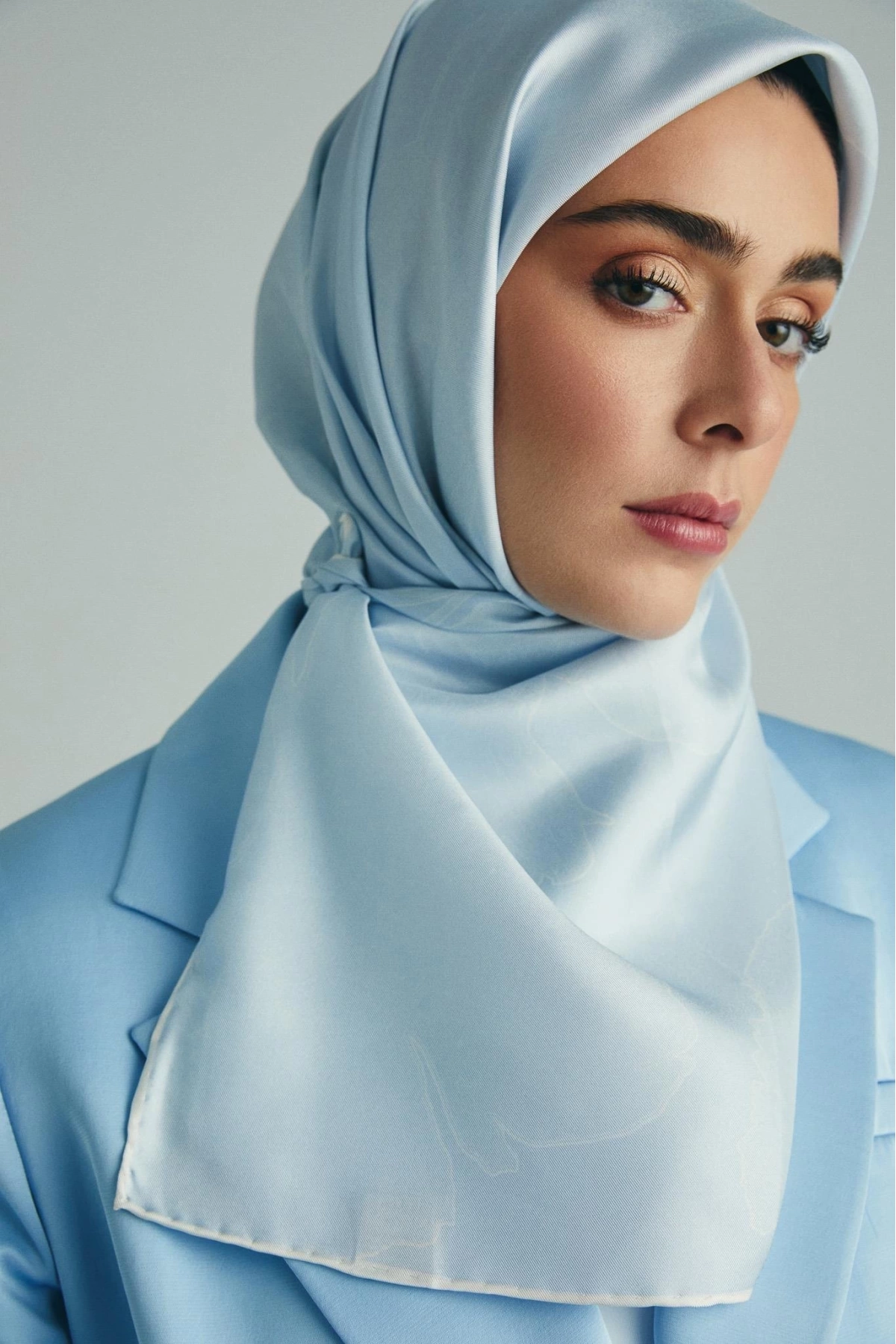 Maisa HALE TİVİL İPEK EŞARP 90*90 CM - BEBE MAVİSİ