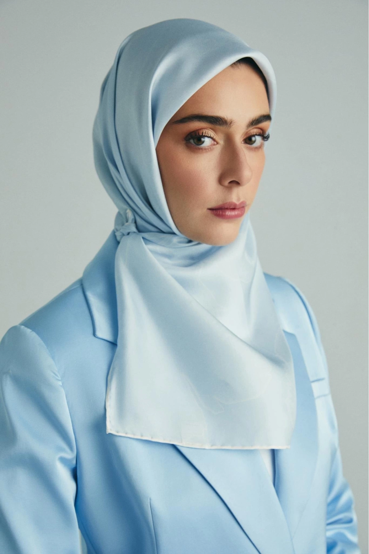 Maisa HALE TİVİL İPEK EŞARP 90*90 CM - BEBE MAVİSİ