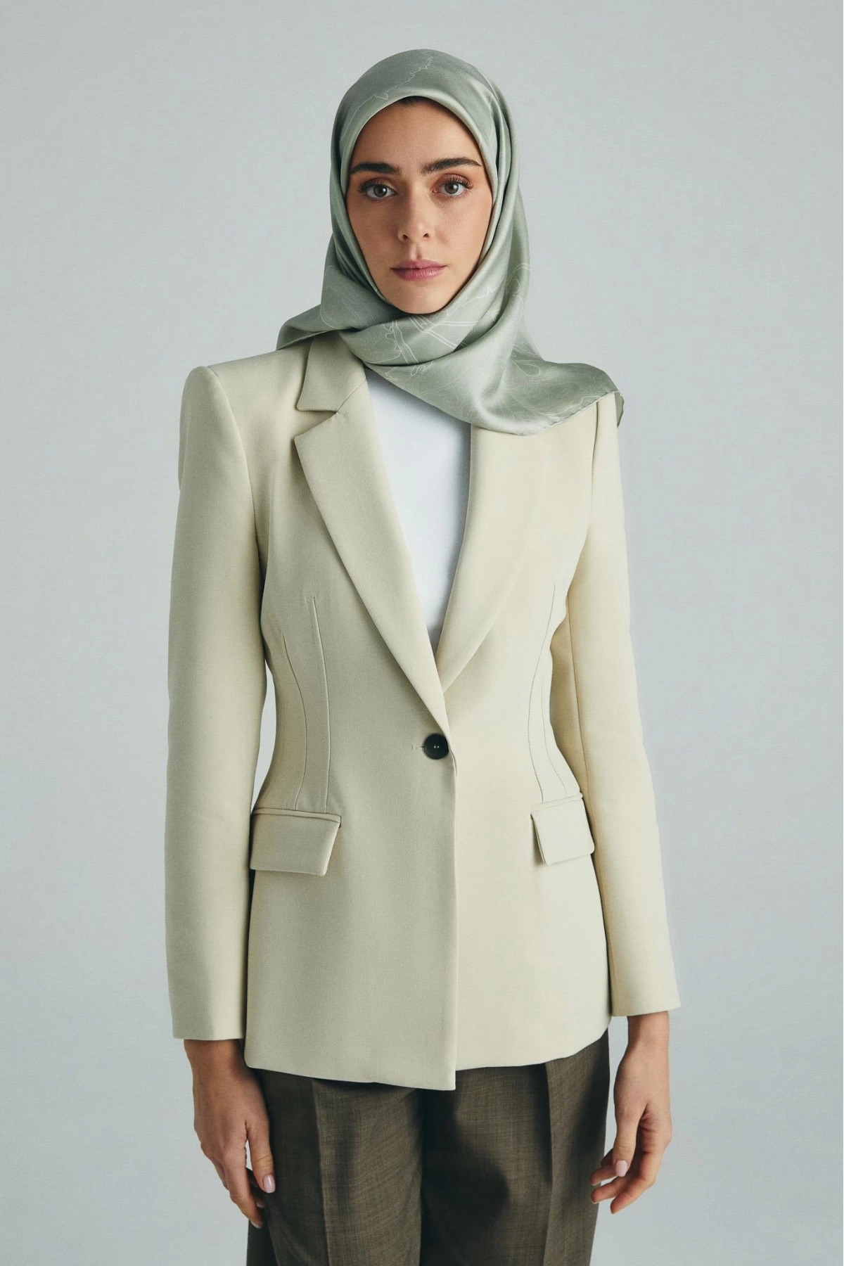 Maisa HALE TİVİL İPEK EŞARP 90*90 CM - FISTIK