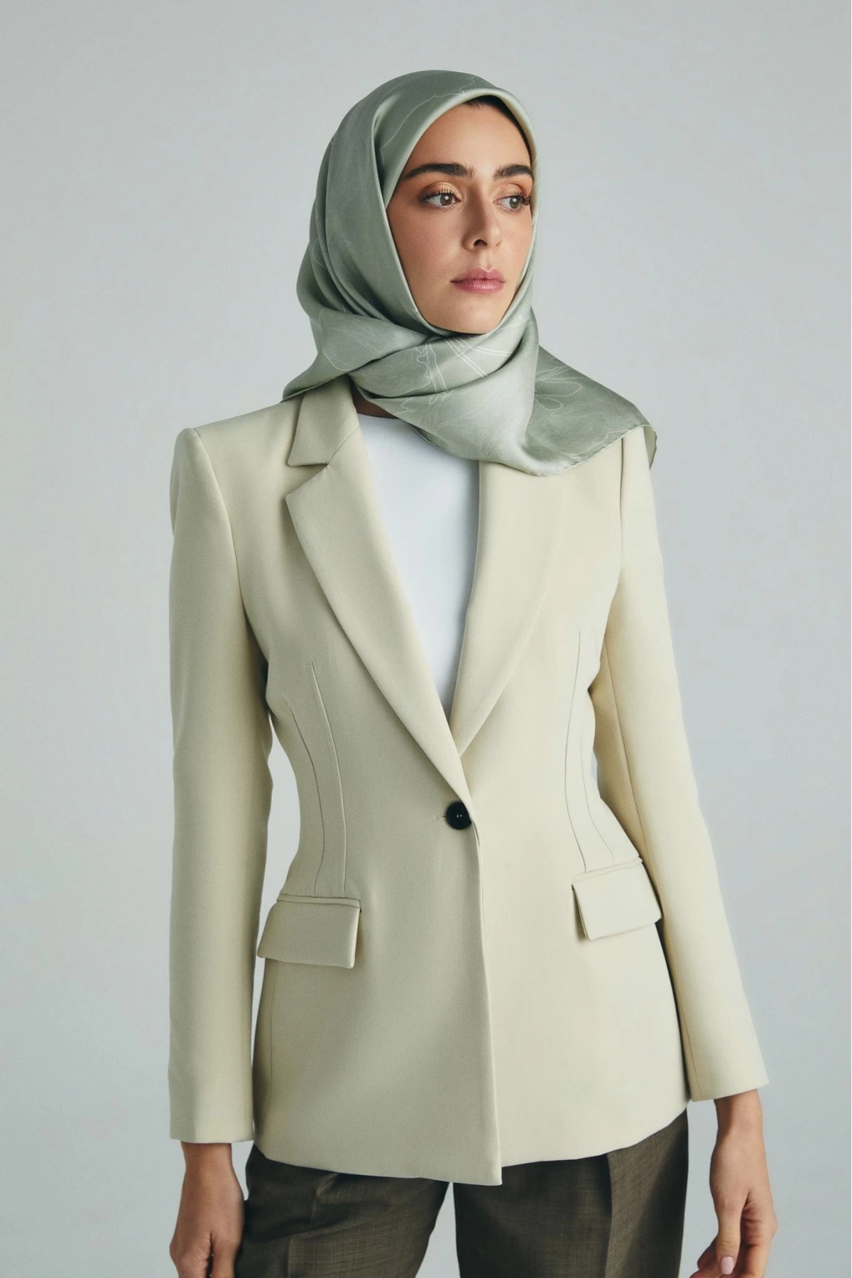 Maisa HALE TİVİL İPEK EŞARP 90*90 CM - FISTIK