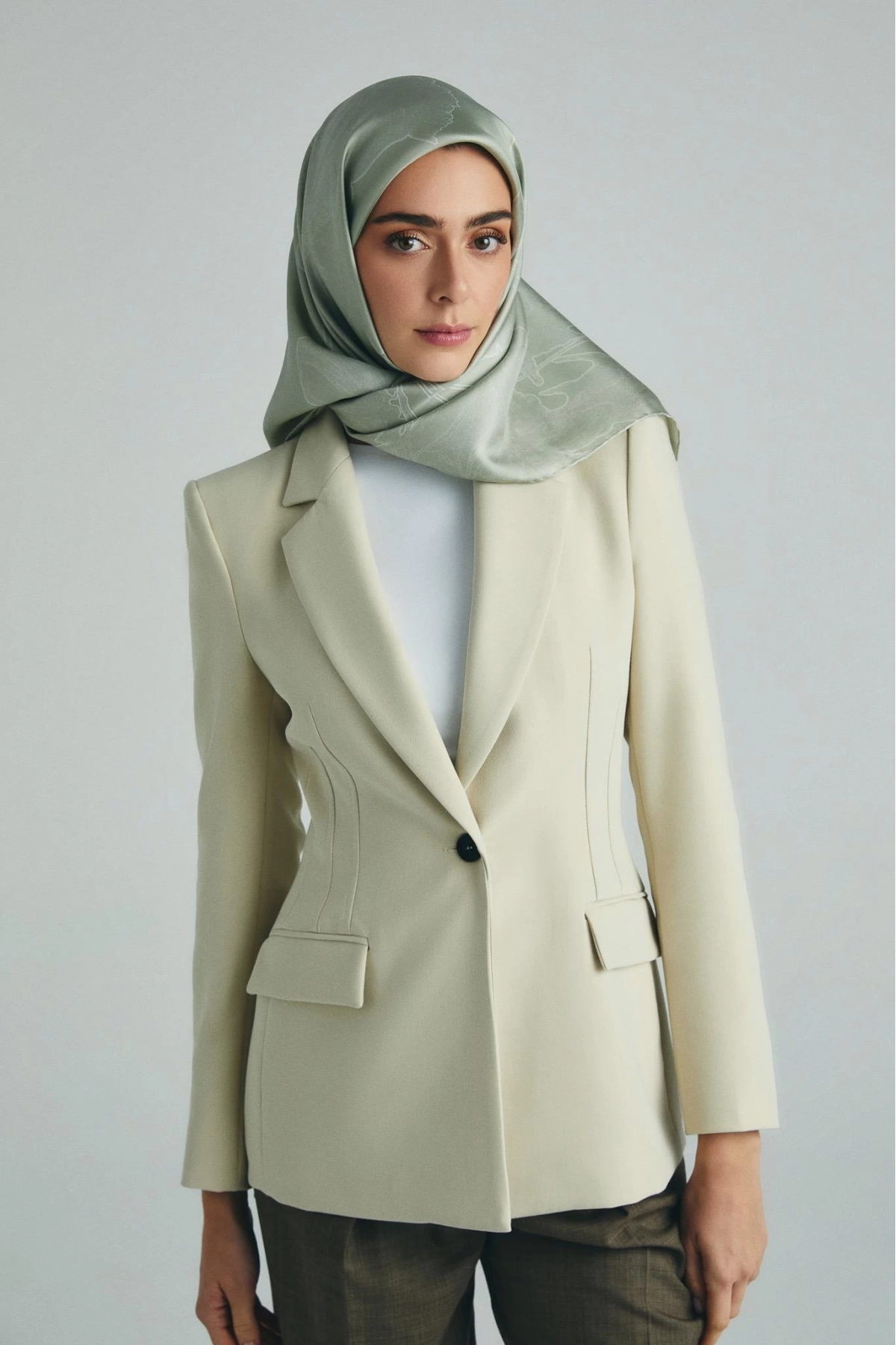Maisa HALE TİVİL İPEK EŞARP 90*90 CM - FISTIK