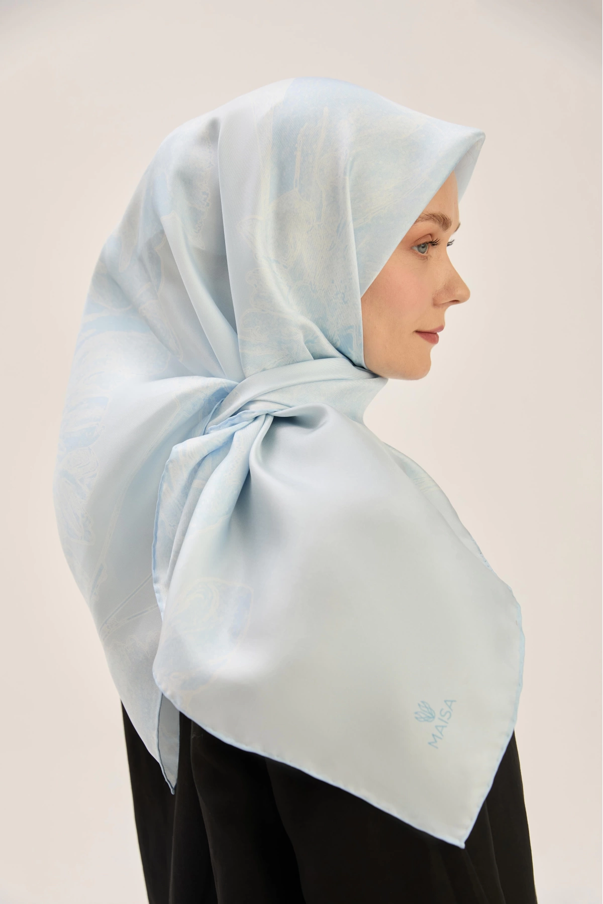 Maisa HALE TİVİL İPEK EŞARP 90*90 CM - MAVİ