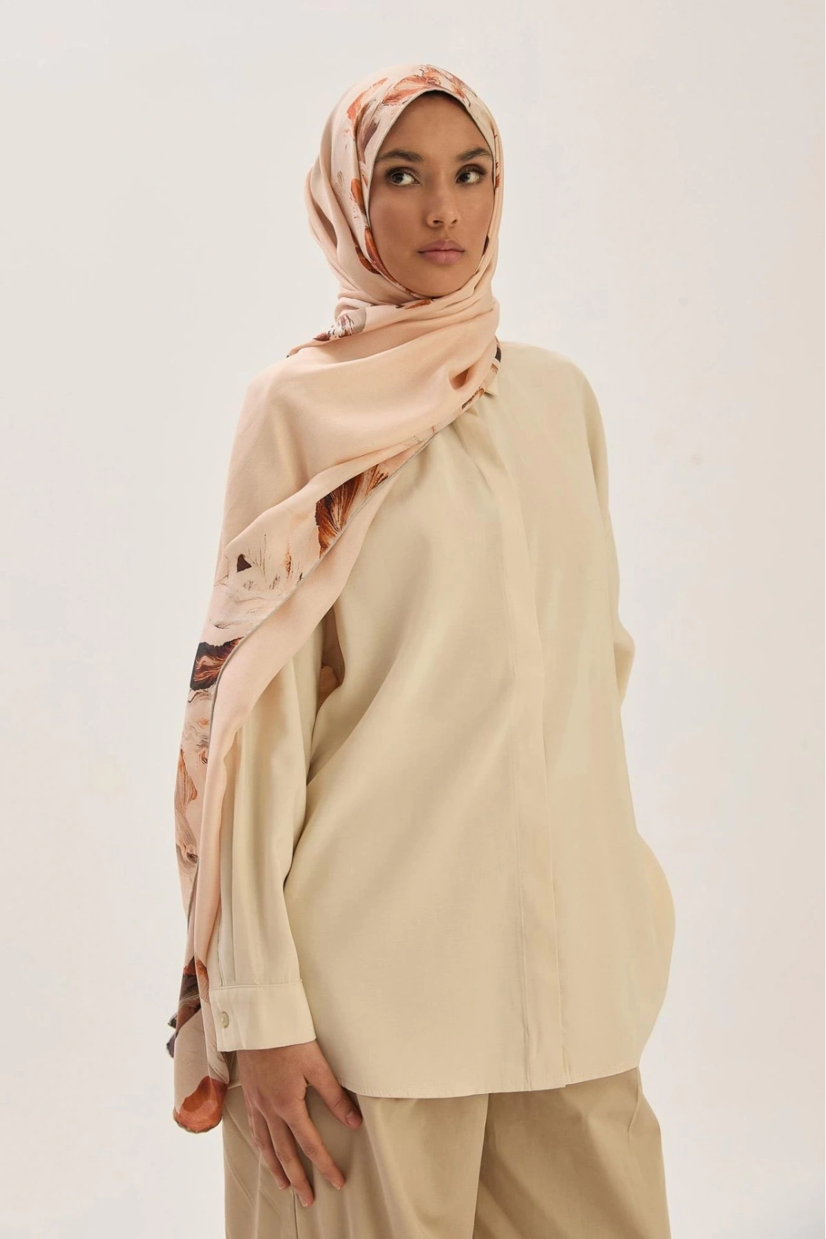 Maisa HUŞ PAMUK İPEK ŞAL 70*190 CM - KAHVERENGİ