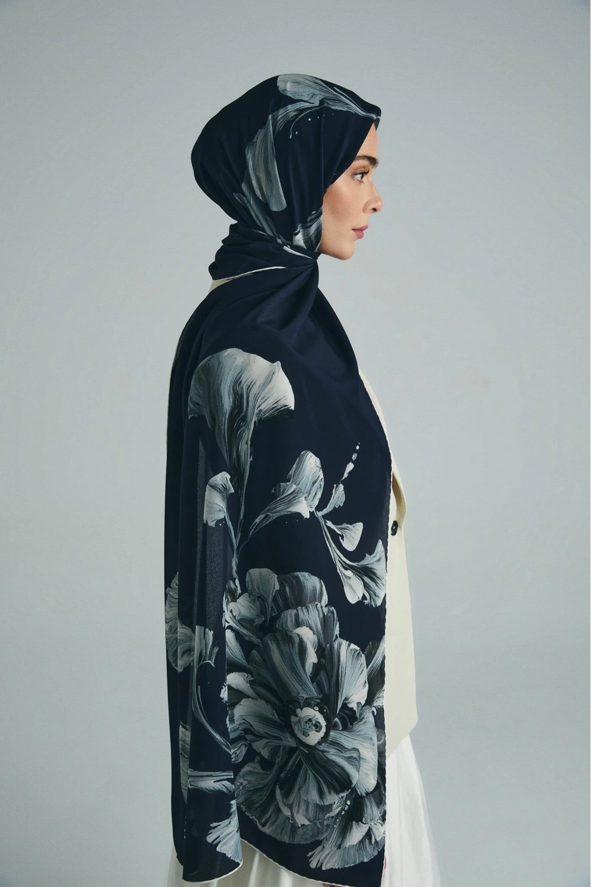 Maisa İLAY KREP İPEK ŞAL 70*190 CM - LACİVERT