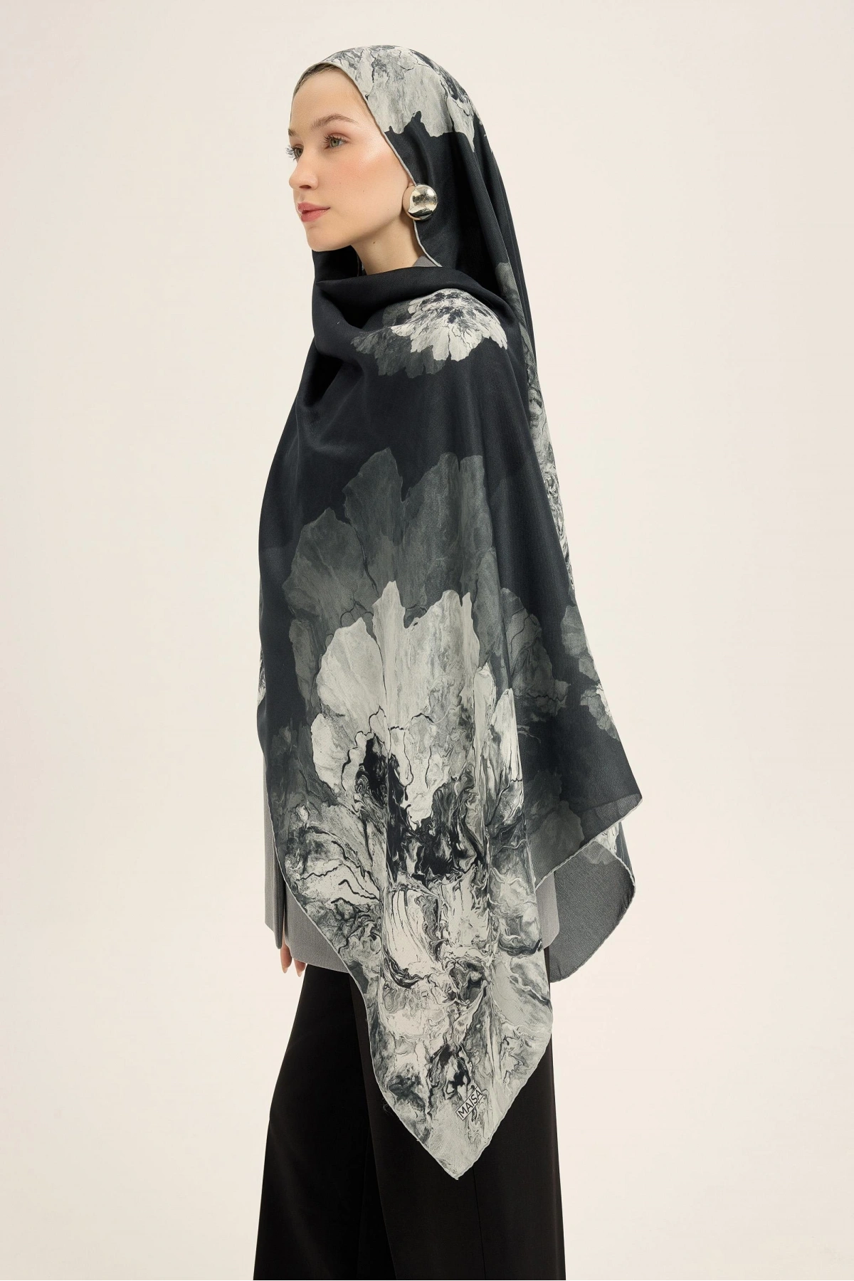 Maisa KATRE PAMUK İPEK ŞAL 70*190 CM - SİYAH