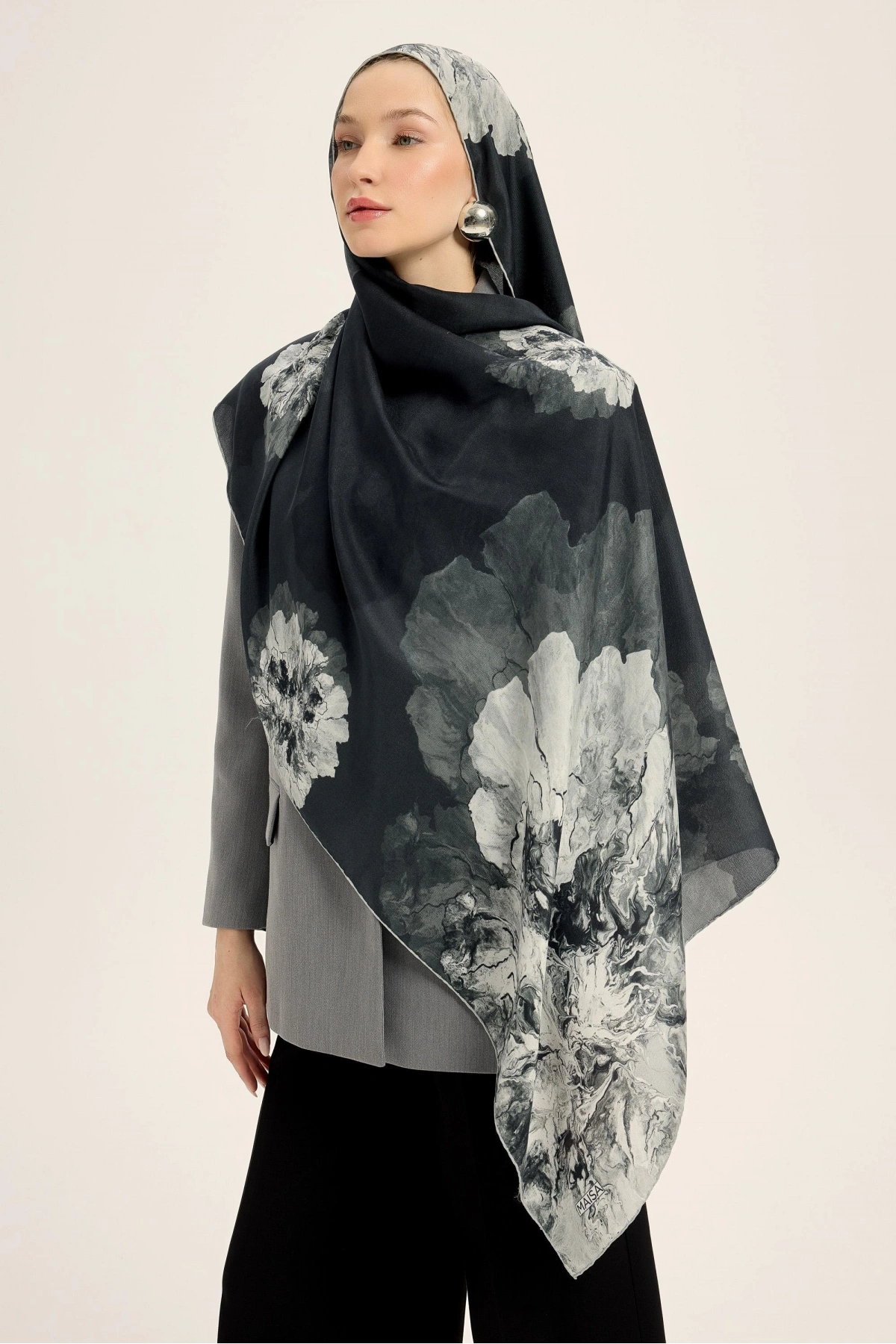 Maisa KATRE PAMUK İPEK ŞAL 70*190 CM - SİYAH