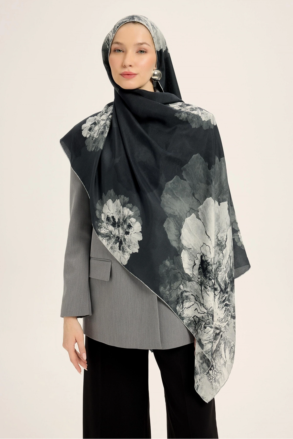 Maisa KATRE PAMUK İPEK ŞAL 70*190 CM - SİYAH