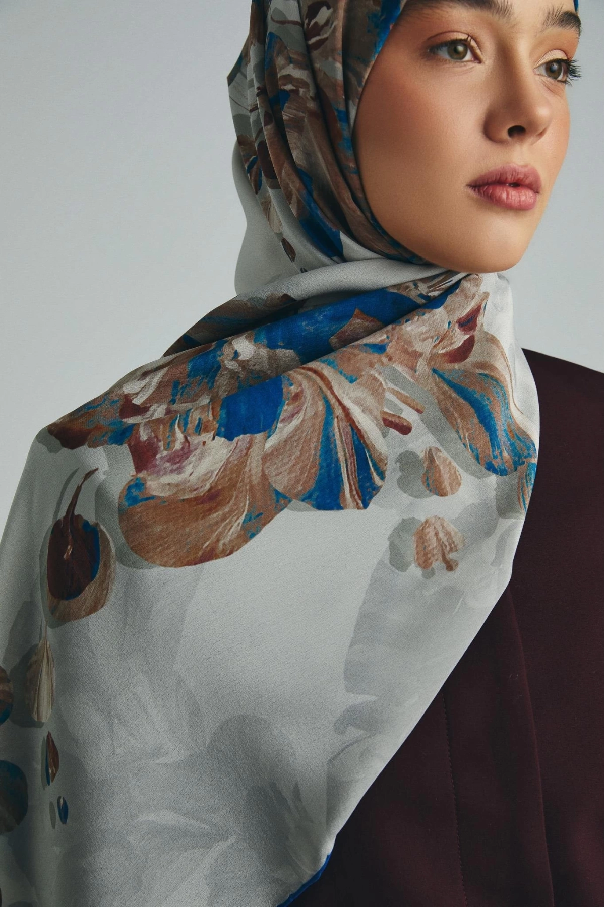 Maisa KEHRİBAR KREP İPEK ŞAL 70*190 CM - GRİ