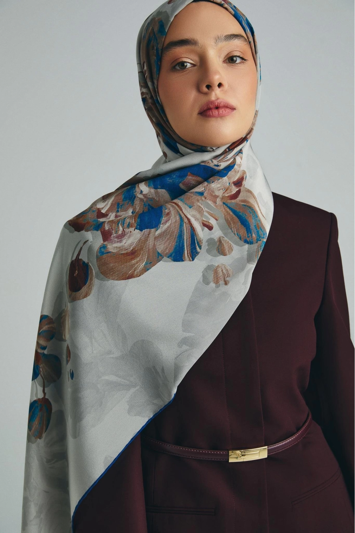 Maisa KEHRİBAR KREP İPEK ŞAL 70*190 CM - GRİ