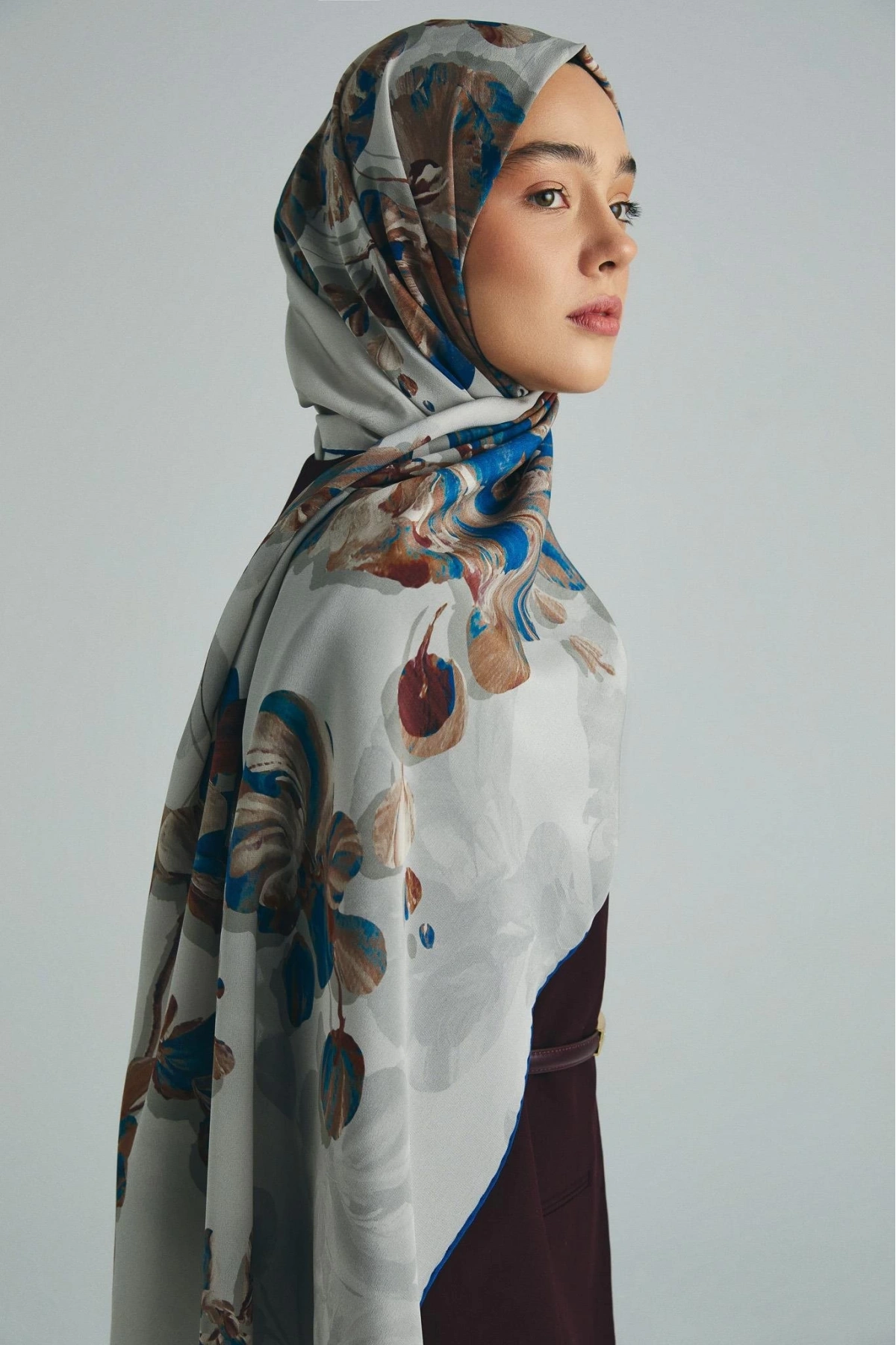 Maisa KEHRİBAR KREP İPEK ŞAL 70*190 CM - GRİ