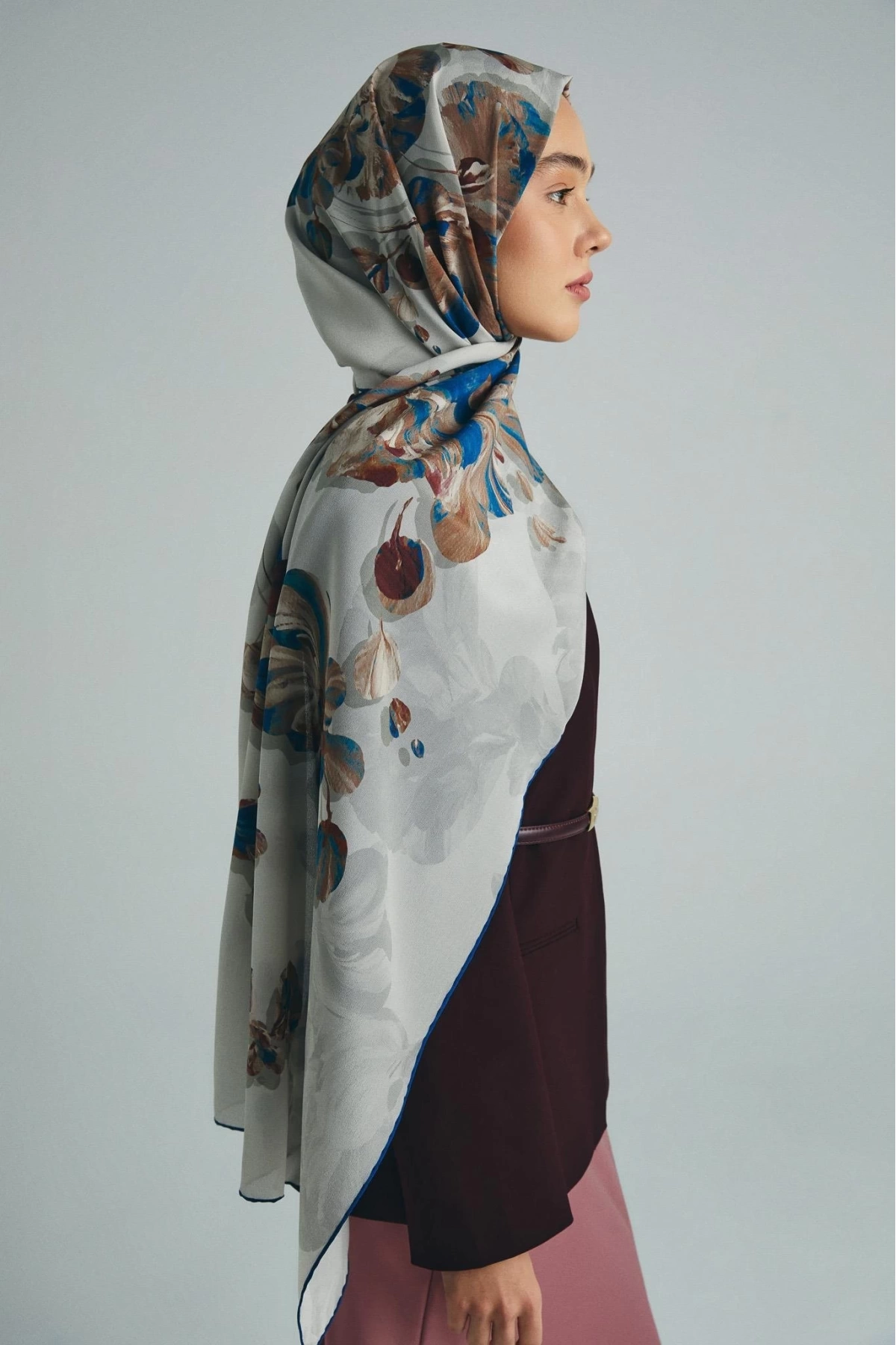 Maisa KEHRİBAR KREP İPEK ŞAL 70*190 CM - GRİ