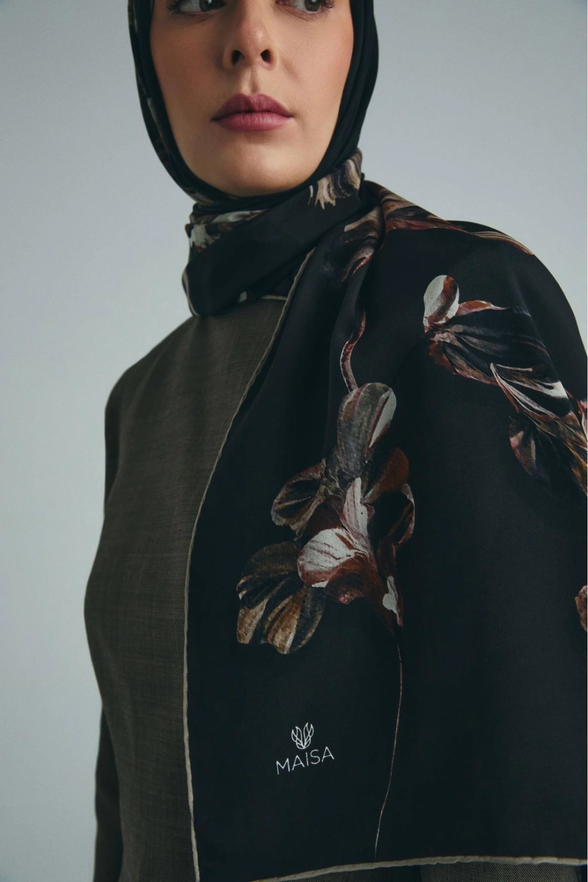 Maisa KEHRİBAR PAMUK İPEK ŞAL 70*190 CM - KAHVERENGİ
