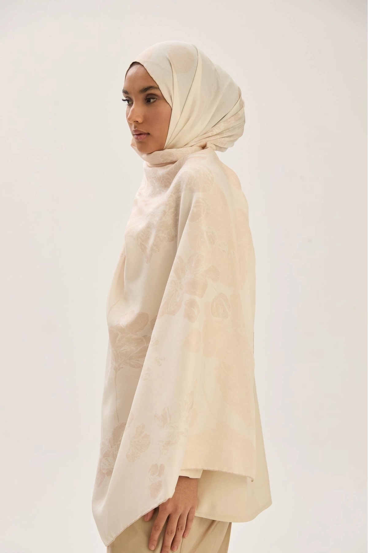 Maisa KEHRİBAR PAMUK İPEK ŞAL 70*190 CM - KREM
