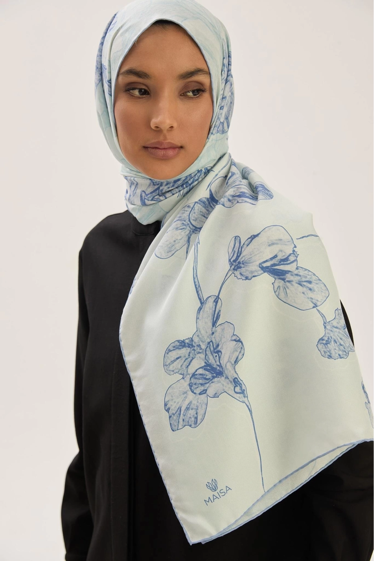 Maisa KEHRİBAR PAMUK İPEK ŞAL 70*190 CM - MAVİ