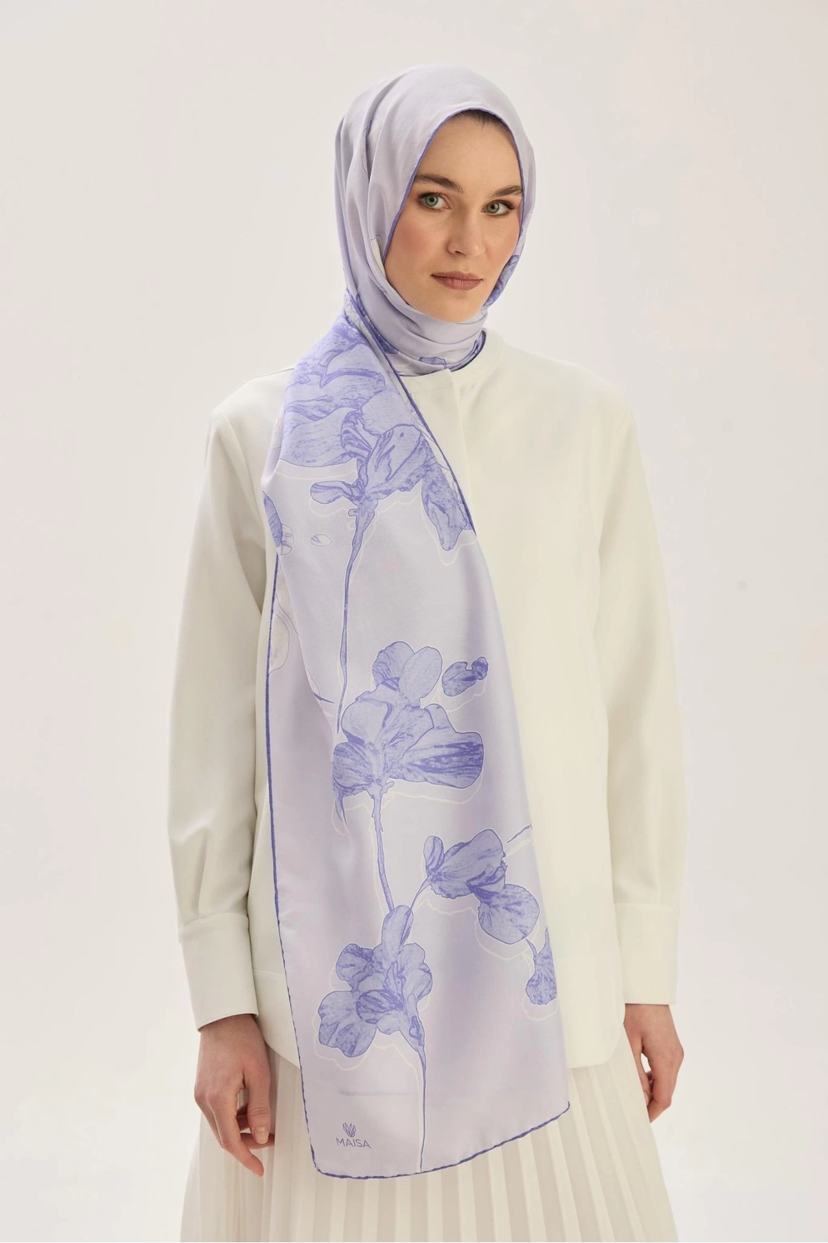 Maisa KEHRİBAR PAMUK İPEK ŞAL 70*190 CM - MOR