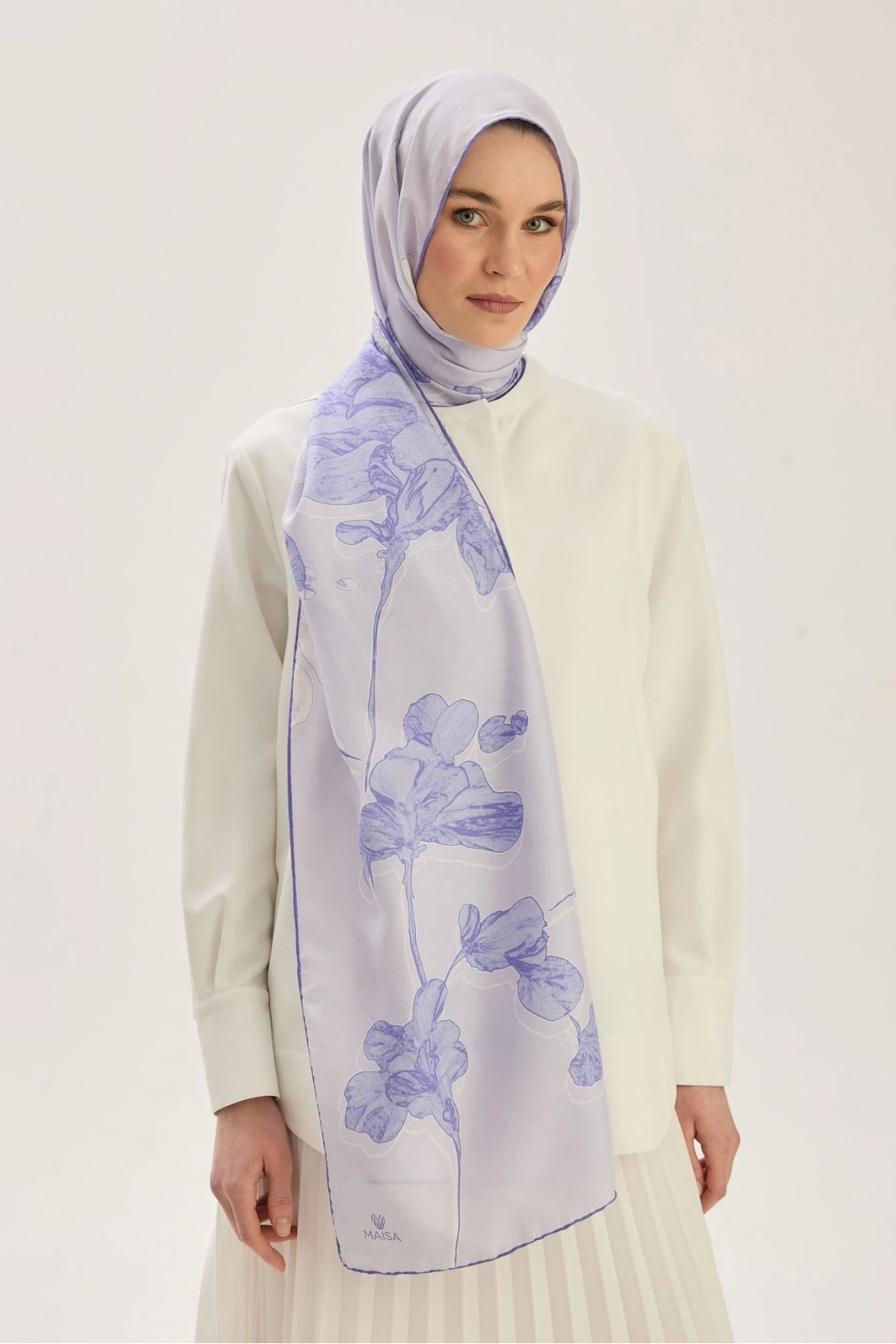 Maisa KEHRİBAR PAMUK İPEK ŞAL 70*190 CM - MOR