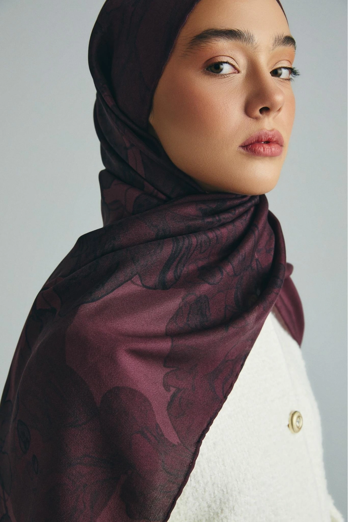 Maisa KEHRİBAR PAMUK İPEK ŞAL 70*190 CM - MÜRDÜM