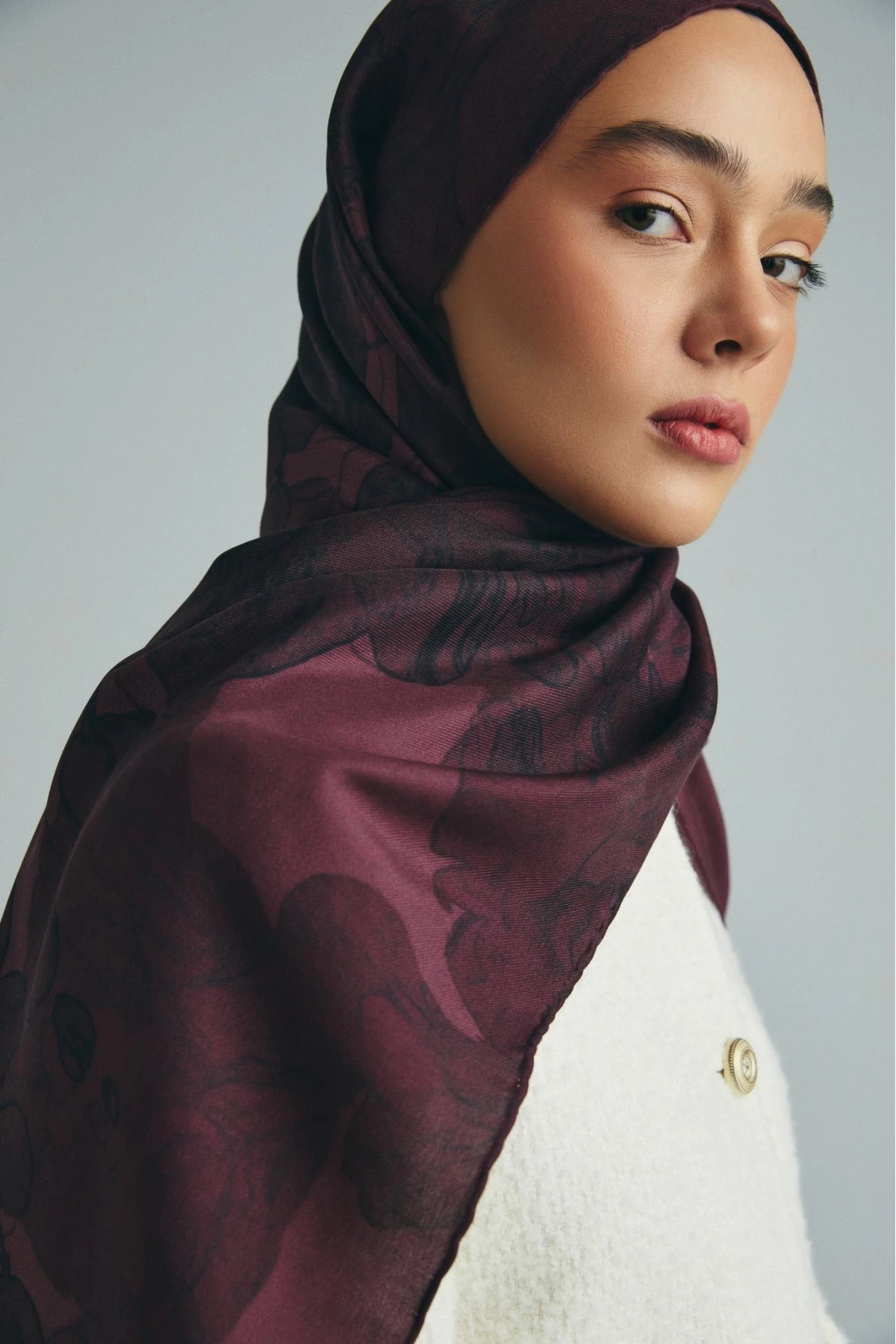 Maisa KEHRİBAR PAMUK İPEK ŞAL 70*190 CM - MÜRDÜM