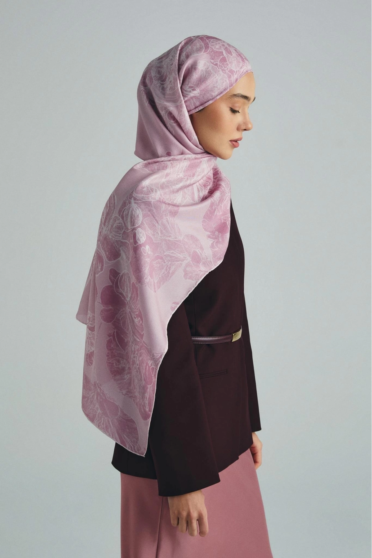 Maisa KEHRİBAR PAMUK İPEK ŞAL 70*190 CM - PEMBE