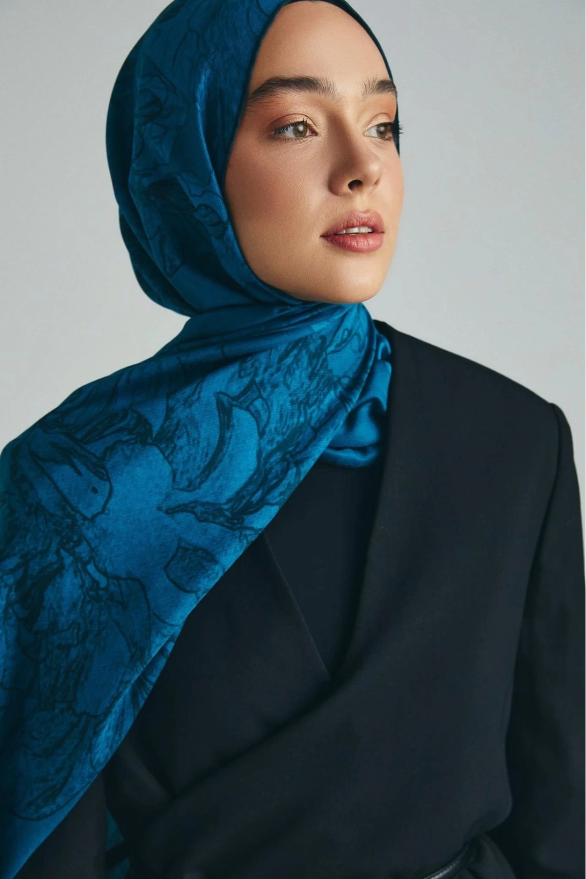 Maisa KEHRİBAR PAMUK İPEK ŞAL 70*190 CM - PETROL MAVİSİ
