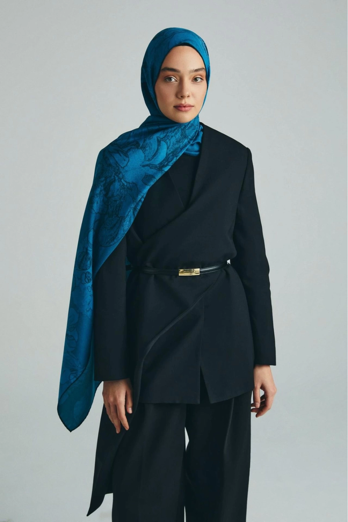 Maisa KEHRİBAR PAMUK İPEK ŞAL 70*190 CM - PETROL MAVİSİ