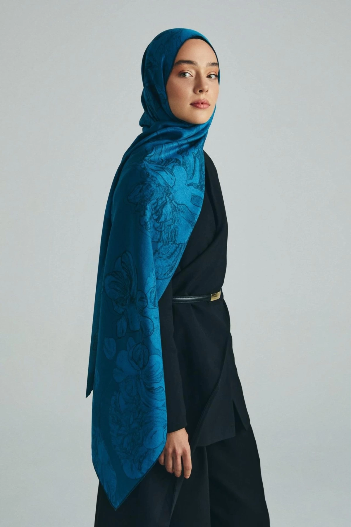 Maisa KEHRİBAR PAMUK İPEK ŞAL 70*190 CM - PETROL MAVİSİ