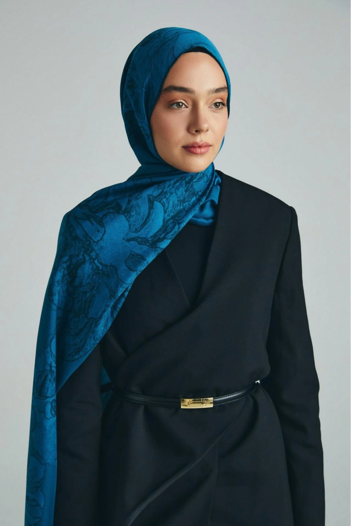 Maisa KEHRİBAR PAMUK İPEK ŞAL 70*190 CM - PETROL MAVİSİ