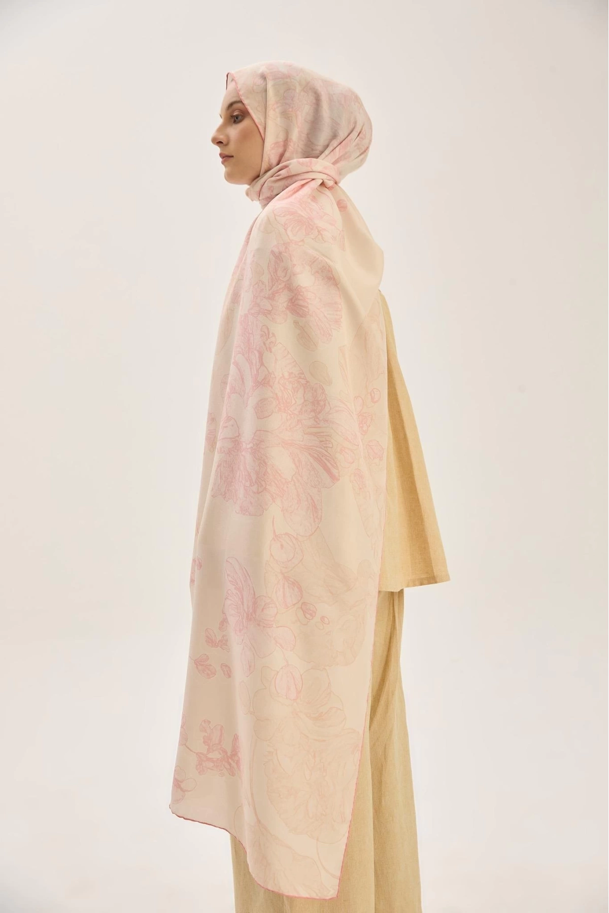 Maisa KEHRİBAR PAMUK İPEK ŞAL 70*190 CM - PUDRA PEMBE