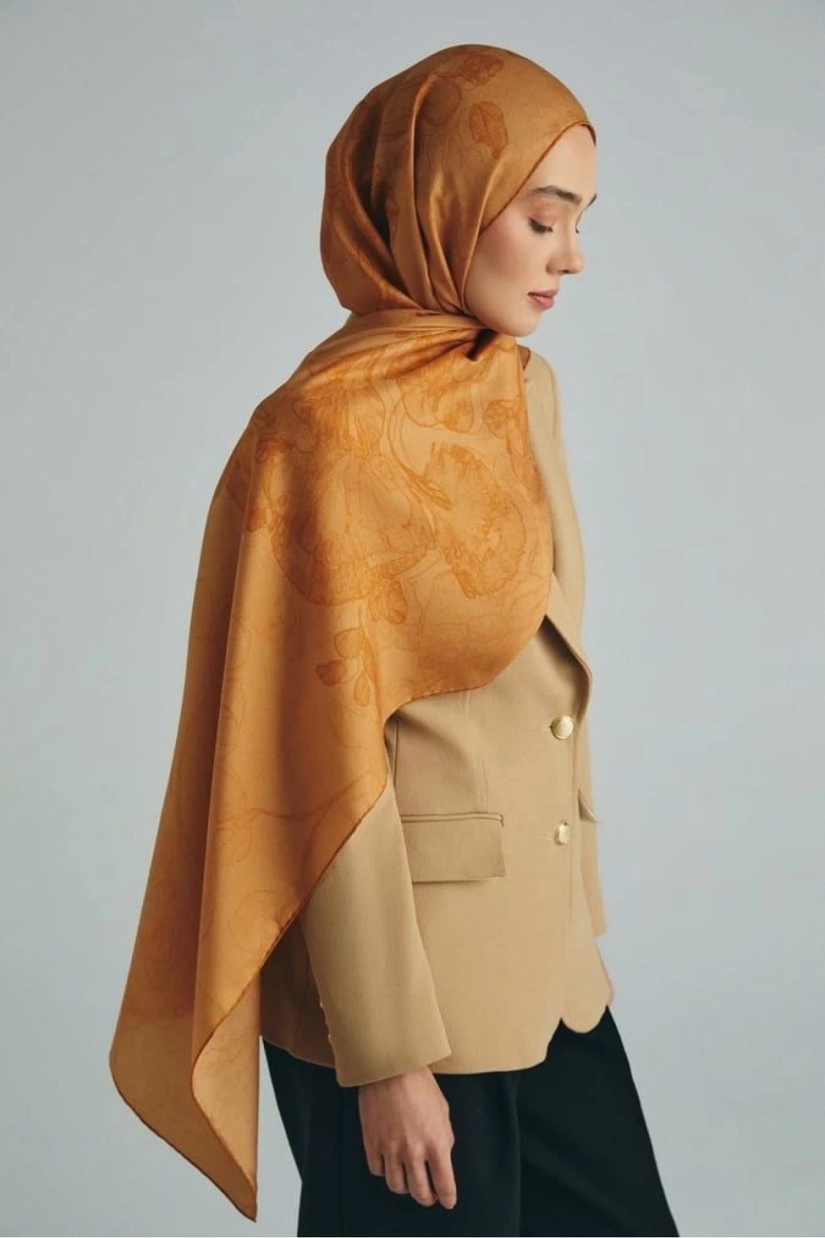 Maisa KEHRİBAR PAMUK İPEK ŞAL 70*190 CM - TABA