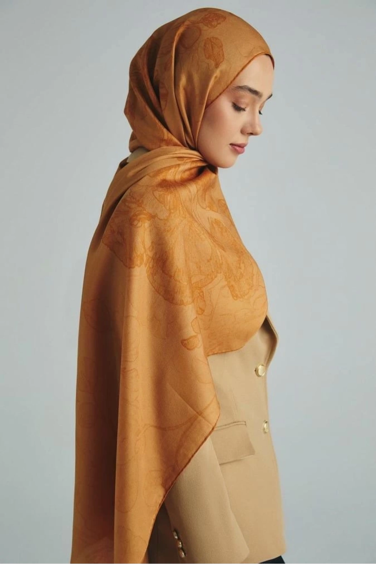 Maisa KEHRİBAR PAMUK İPEK ŞAL 70*190 CM - TABA
