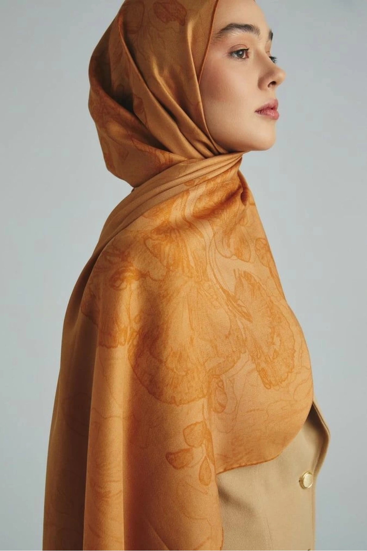 Maisa KEHRİBAR PAMUK İPEK ŞAL 70*190 CM - TABA