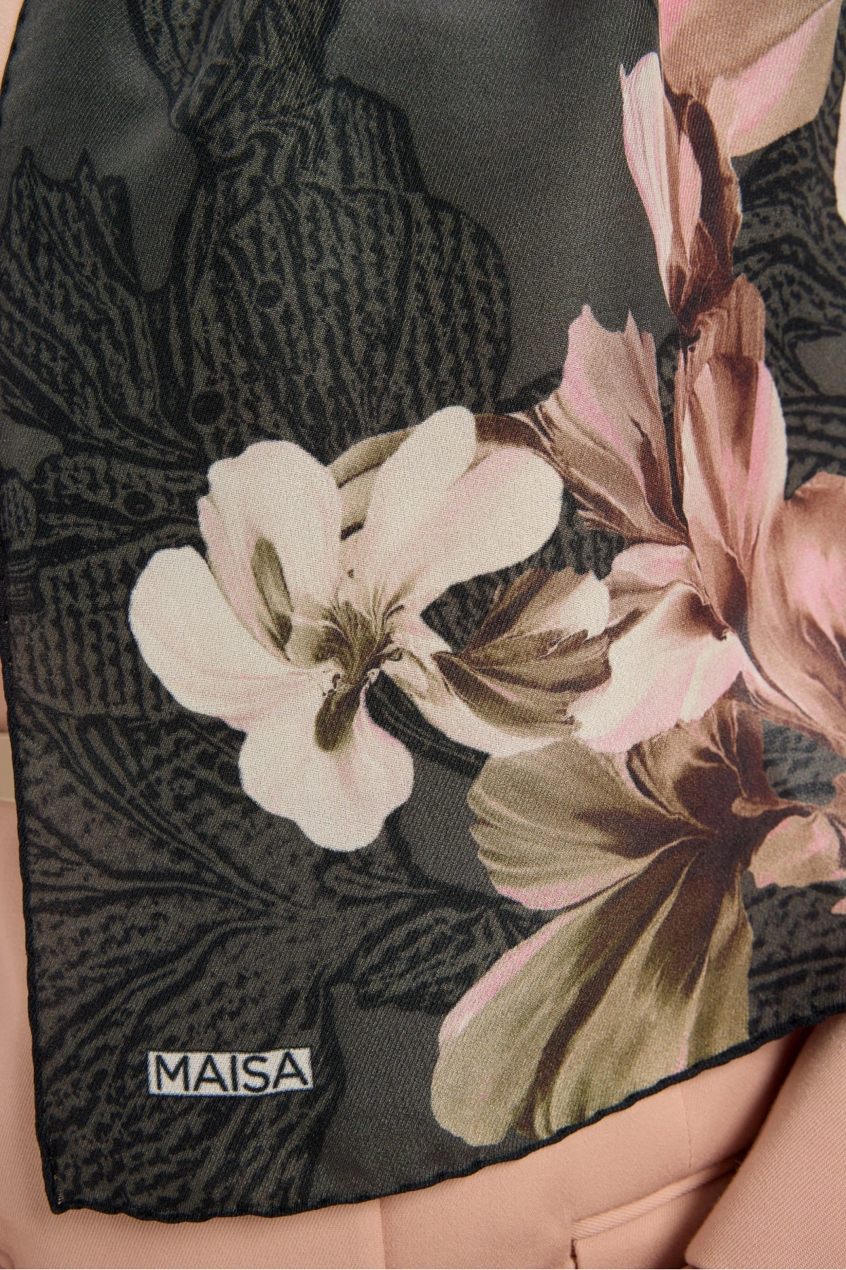 Maisa LAL PAMUK İPEK ŞAL 70*190 CM - FÜME