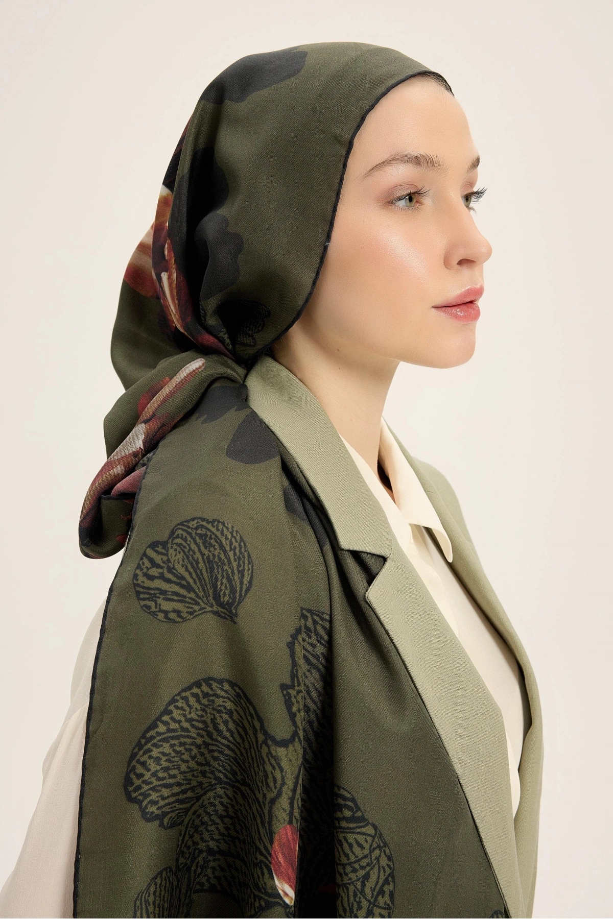 Maisa LAL PAMUK İPEK ŞAL 70*190 CM - HAKİ