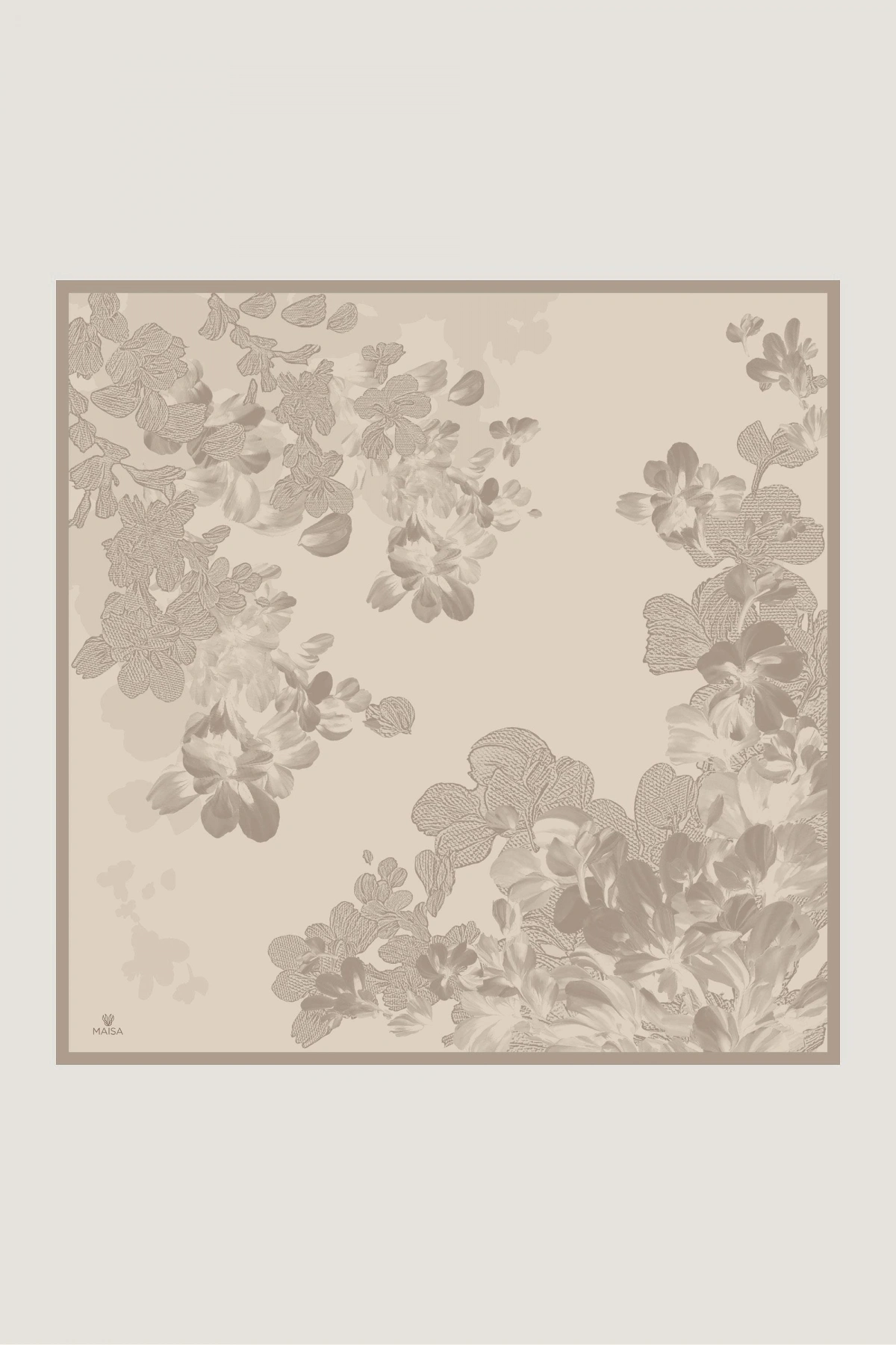 Maisa LAL TİVİL İPEK EŞARP 90*90 CM - BEJ