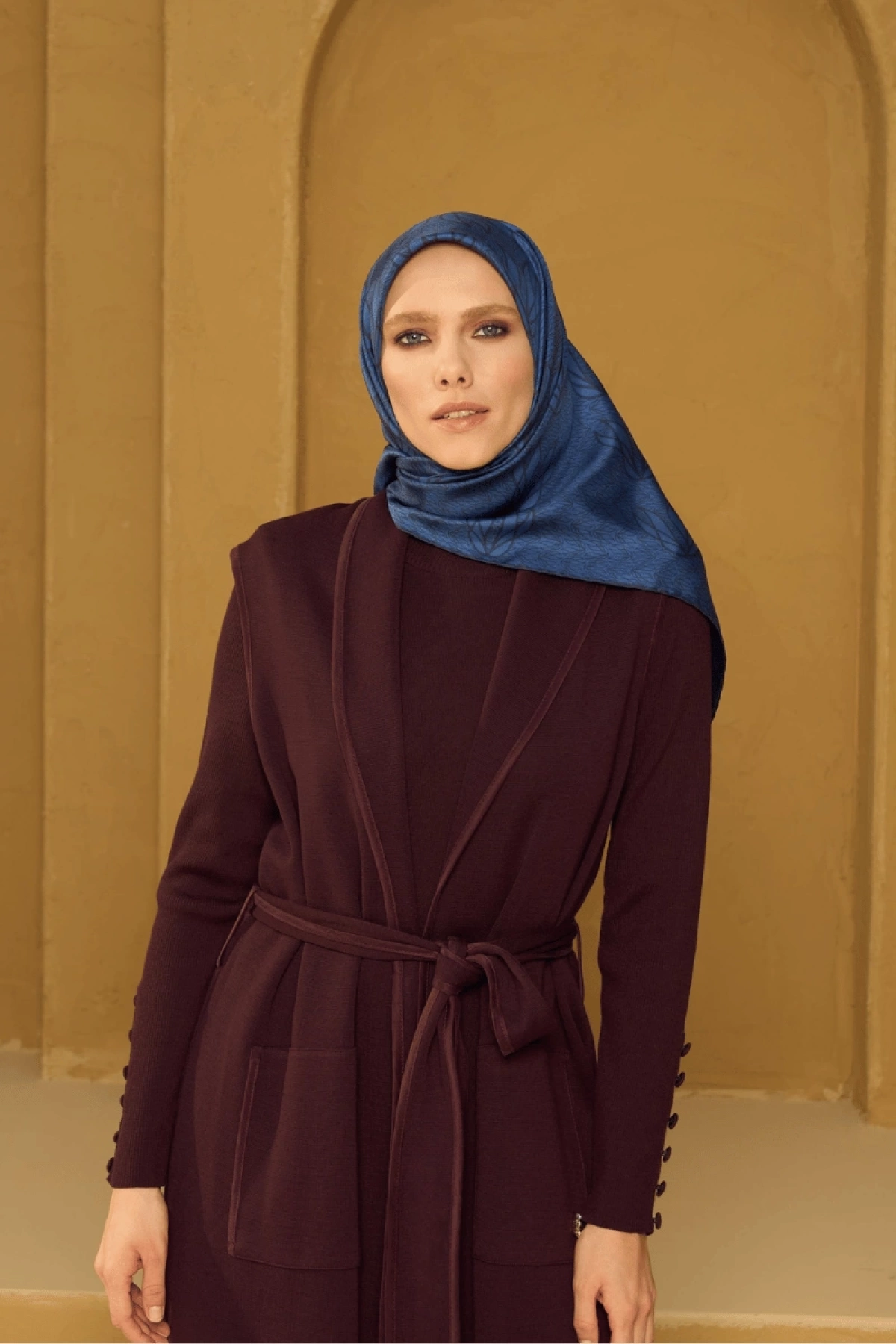 Maisa LAVİ TİVİL İPEK EŞARP 90*90 CM - NAVY BLUE